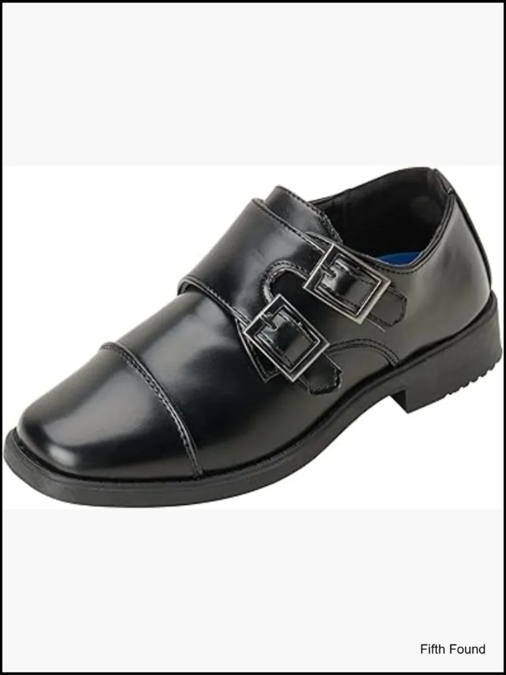 Boys Double Monk Strap Cap Toe Oxford Loafers - Hook & Loop Closure,